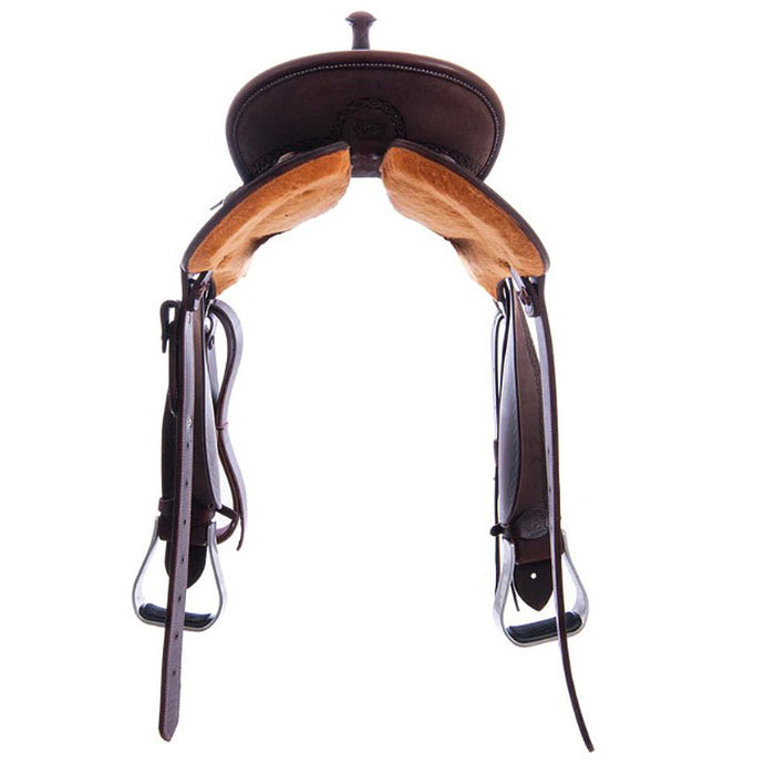 Burns Saddlery 14520HD Chocolate Roughout Full Border 14.5in Barrel Saddle