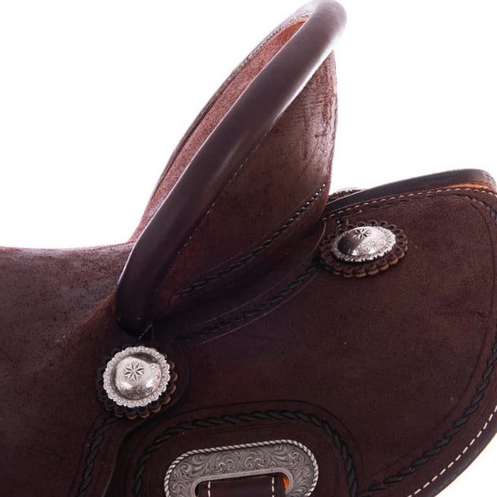 Burns Saddlery 1420MDX Chocolate Roughout Rope Border 14in Barrel Saddle