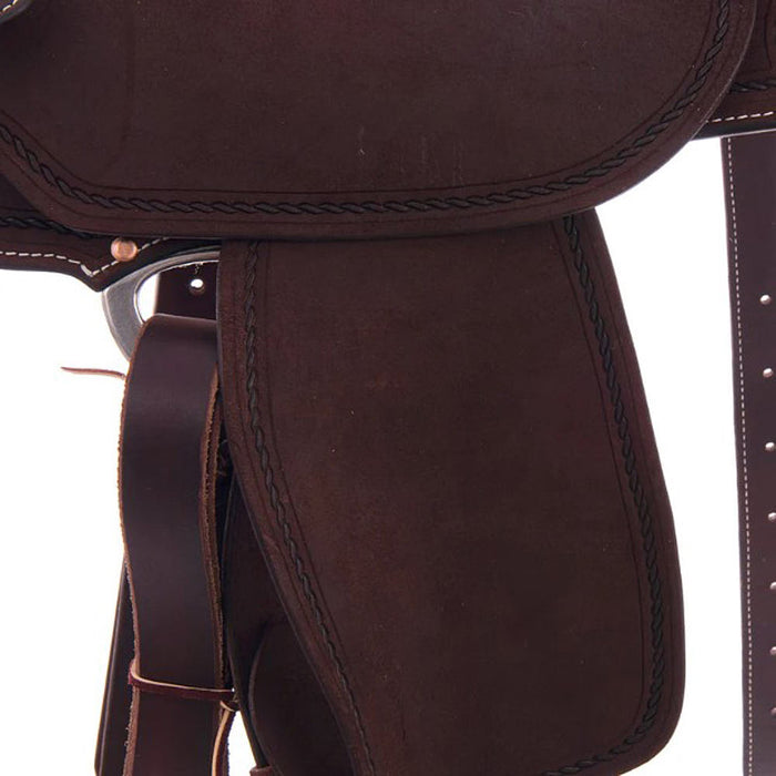 Burns Saddlery 1420MDX Chocolate Roughout Rope Border 14in Barrel Saddle