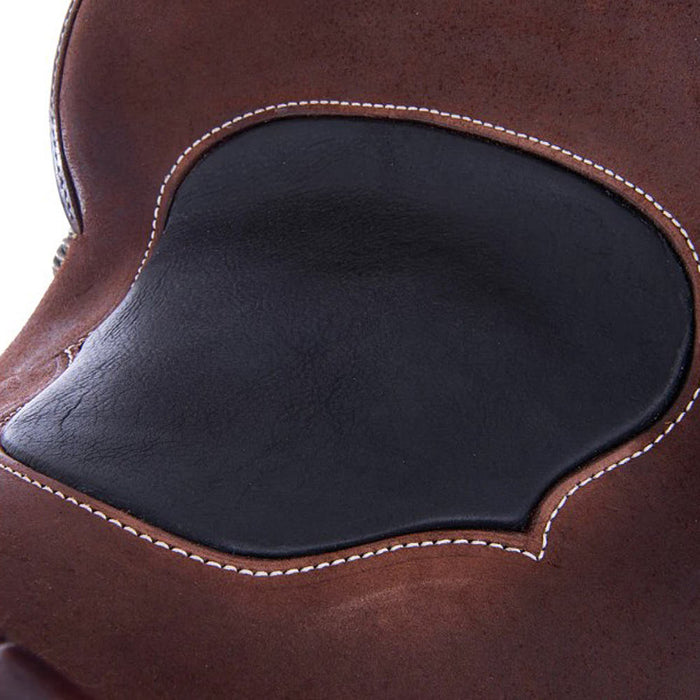 Burns Saddlery 13530FD Chocolate Tooled 13.5in Barrel Saddle-Inlay