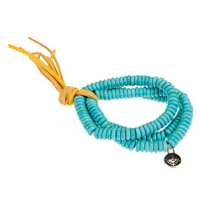 West And Company 3 Str Turquoise Bead Bracelet with Mustard Accent