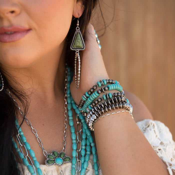 West And Company Turquoise & Silver Assorted Strand Bracelet