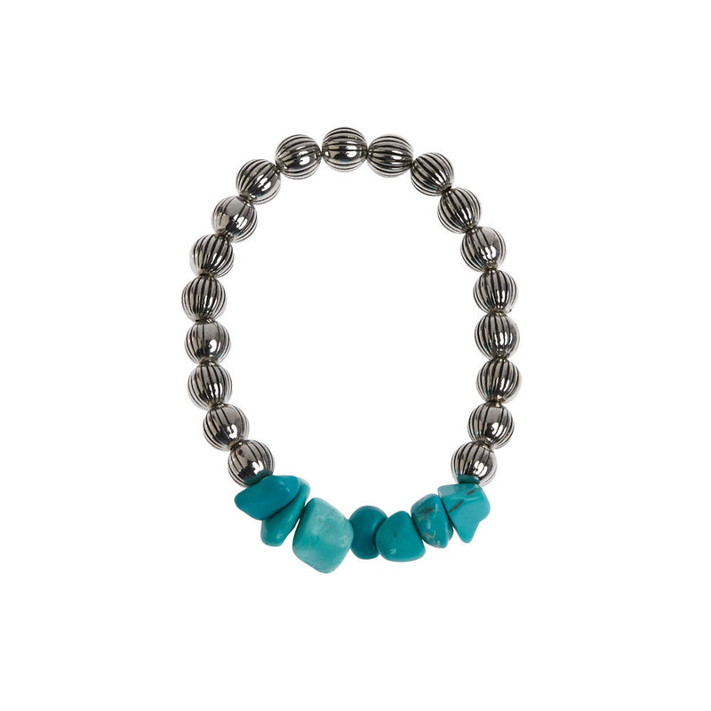 West And Company Three Turquoise Chunk Stretch Bracelets