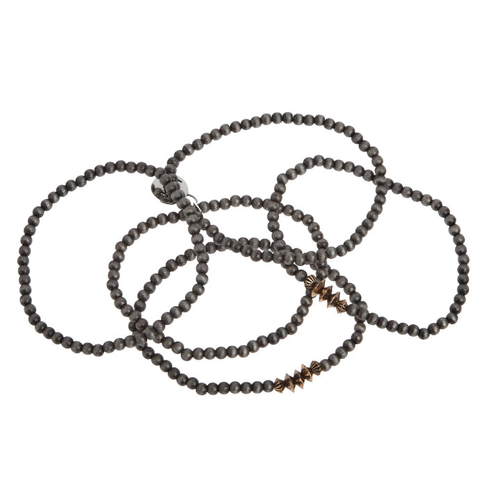 West And Company Six Dainty Faux Navajo Pearl Stretch Bracelets