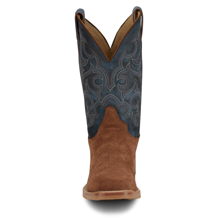 Justin Boot Company Men`s Bent Rail Fergus Golden Oak 11in Royal Blue Top