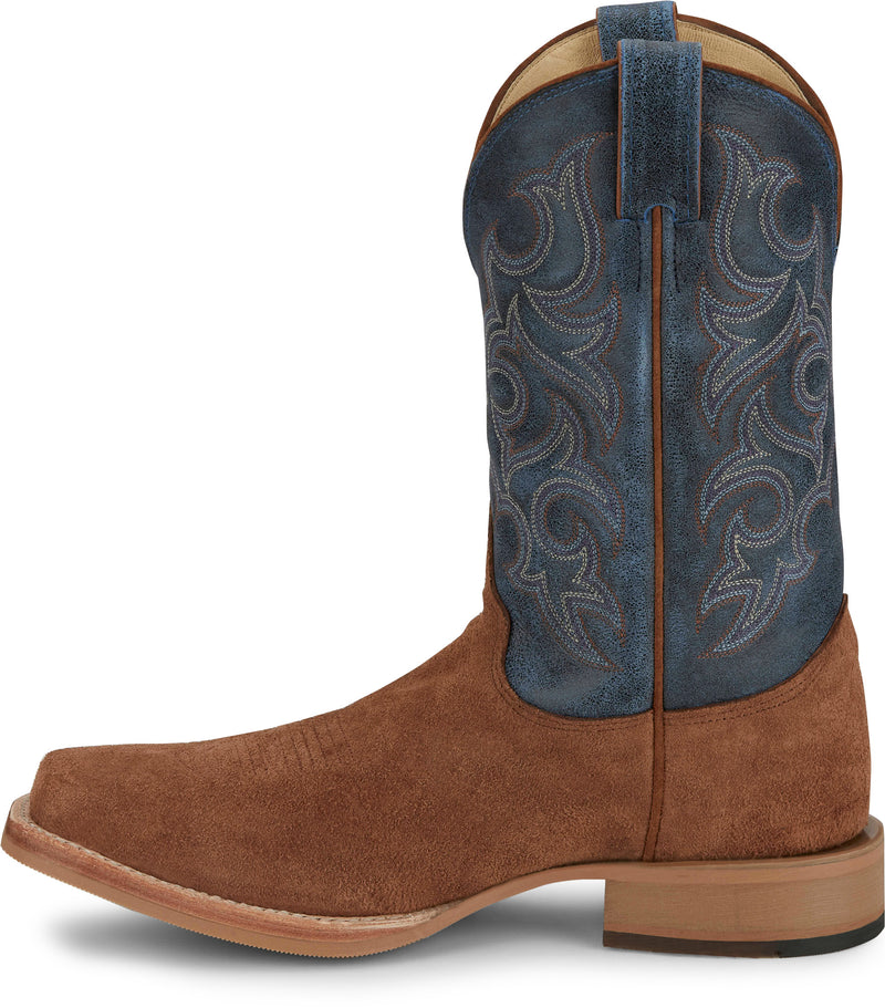 Justin Boot Company Men`s Bent Rail Fergus Golden Oak 11in Royal Blue Top