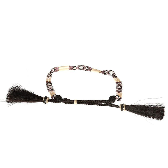 Austin Accent Inc. Bone/Bead W/Tassel Pink/White Hat Band