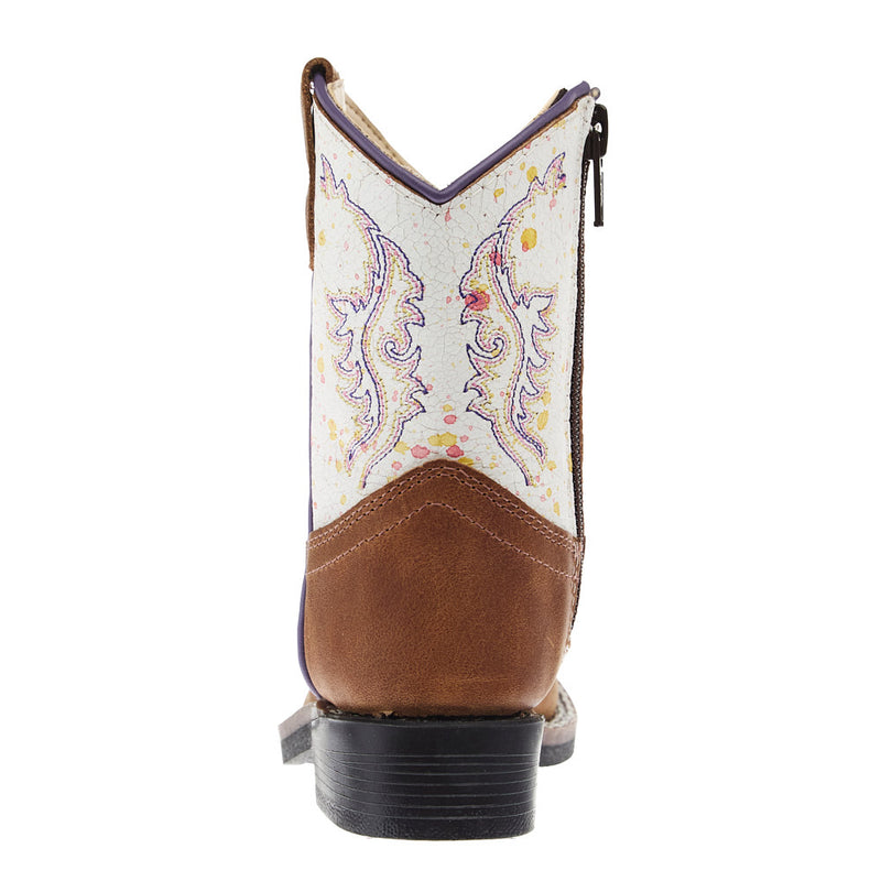 Old West Infant Tan with Splatter Shaft Square Toe Boot
