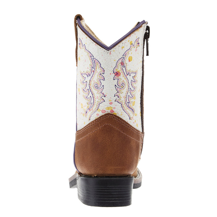 Old West Infant Tan with Splatter Shaft Square Toe Boot