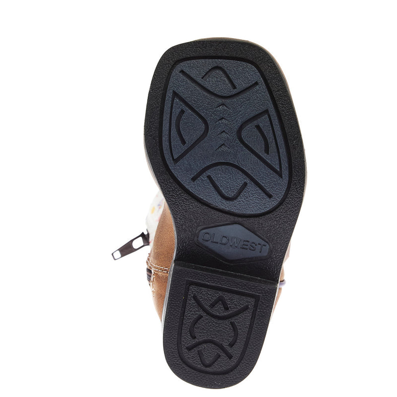 Old West Infant Tan with Splatter Shaft Square Toe Boot
