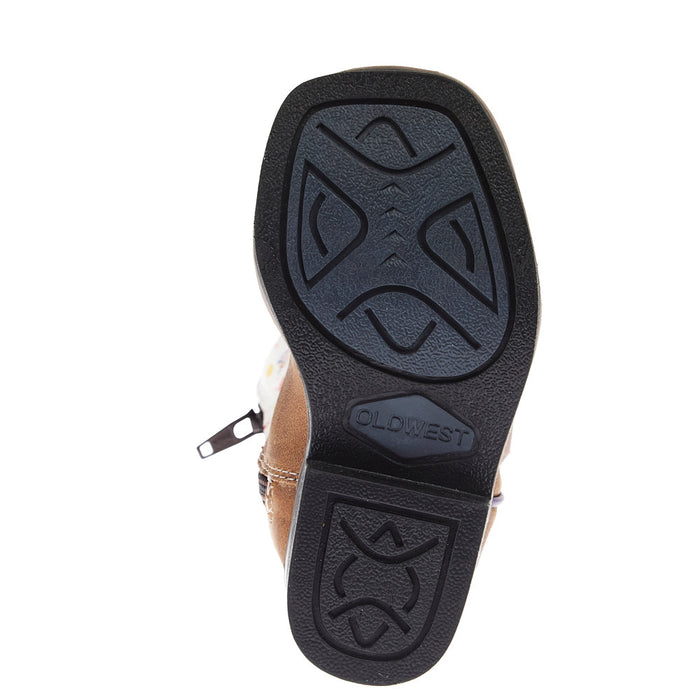 Old West Infant Tan with Splatter Shaft Square Toe Boot
