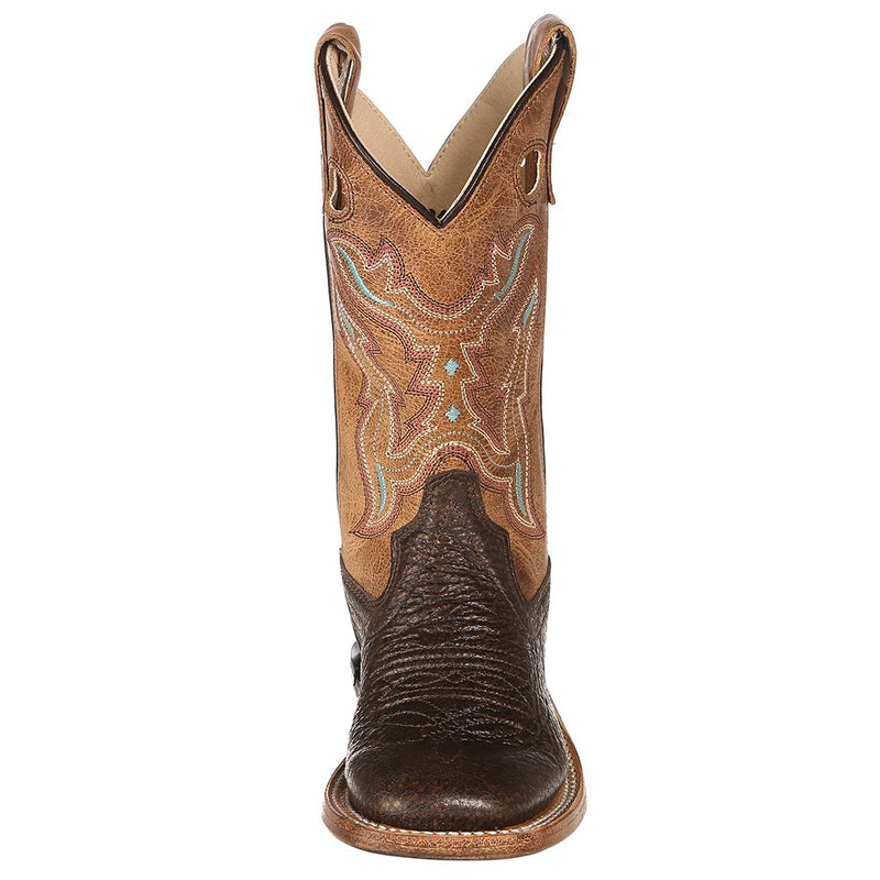 Old West Kid's Brown Foot Tan Fry Top Cowboy Boots