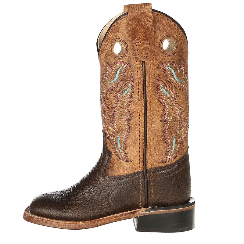 Old West Kid's Brown Foot Tan Fry Top Cowboy Boots