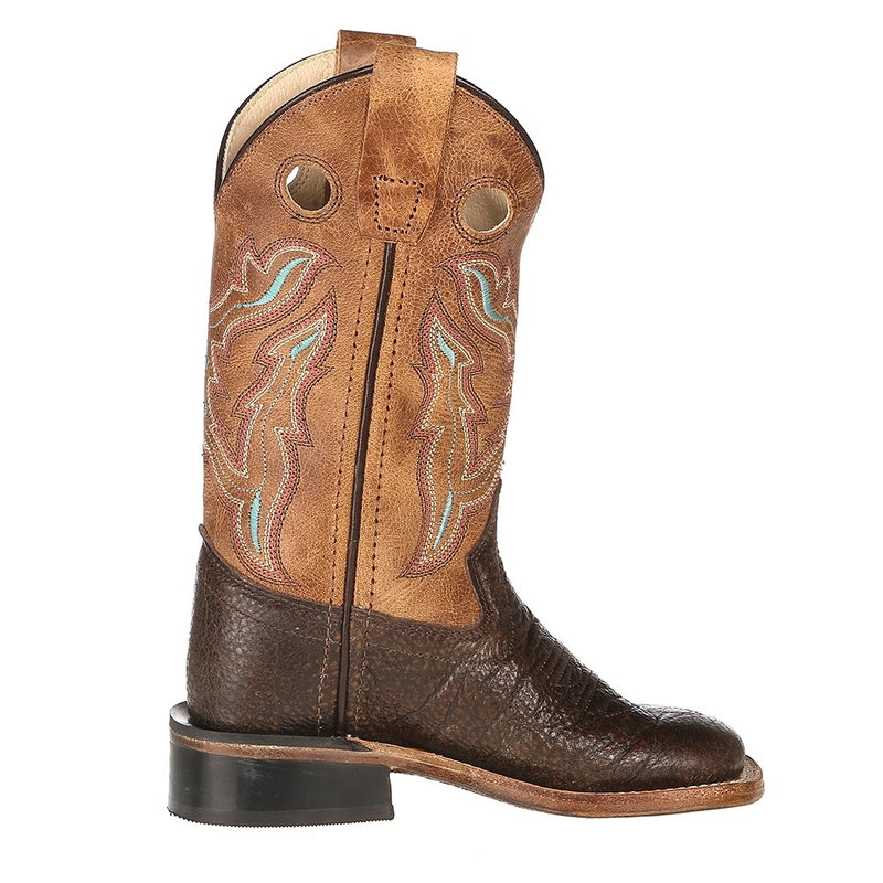 Old West Kid's Brown Foot Tan Fry Top Cowboy Boots