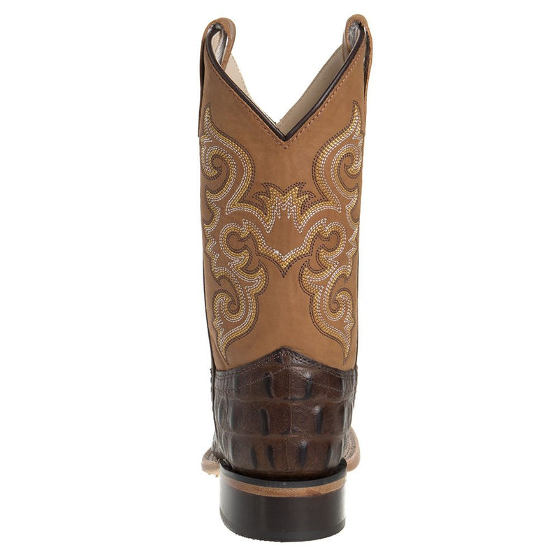 Old West Childs Brown Horn Back Gator Tan Canyon Cowboy Boots