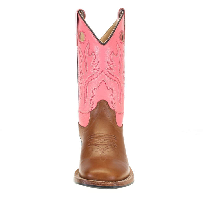 Old West Childrens Tan Canyon Pink Top Square Toe Boot