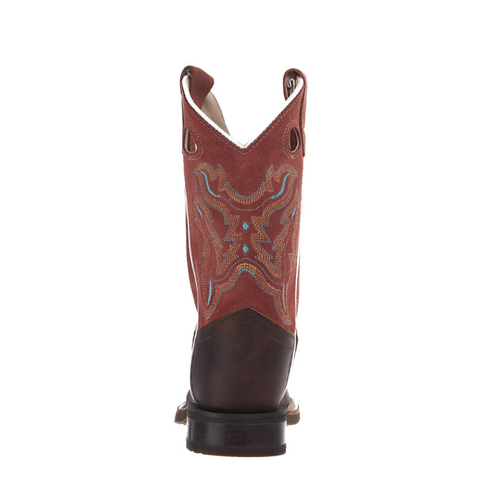 Old West Kid's Brown Vamp Brown Roughout Top