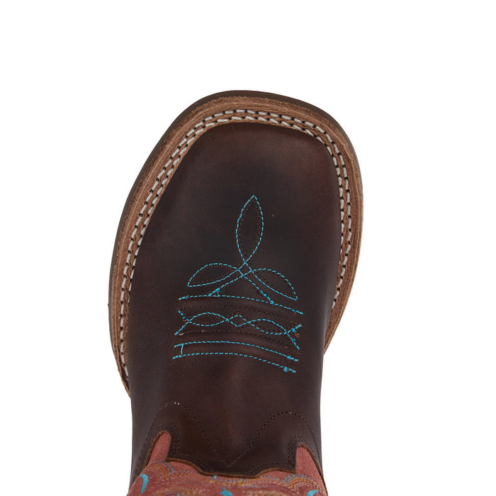 Old West Kid's Brown Vamp Brown Roughout Top