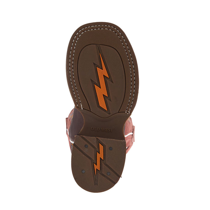 Old West Kid's Brown Vamp Brown Roughout Top