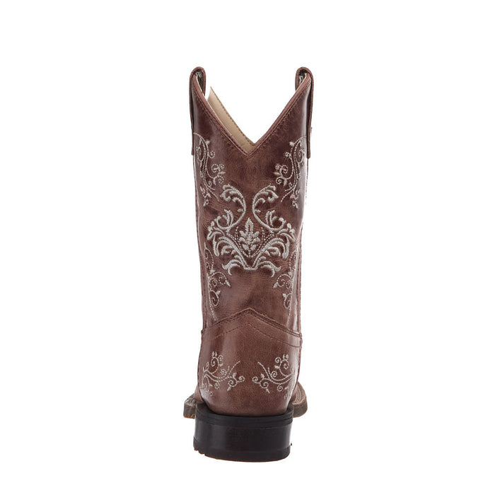 Old West Kid's Tan Embroidered Vamp Matching Top Boot