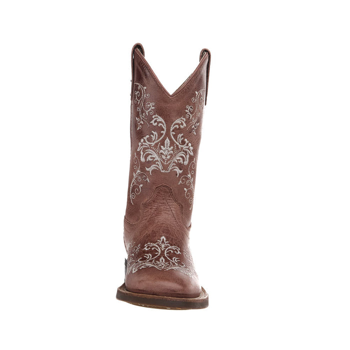 Old West Kid's Tan Embroidered Vamp Matching Top Boot