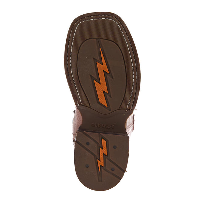 Old West Kid's Tan Embroidered Vamp Matching Top Boot