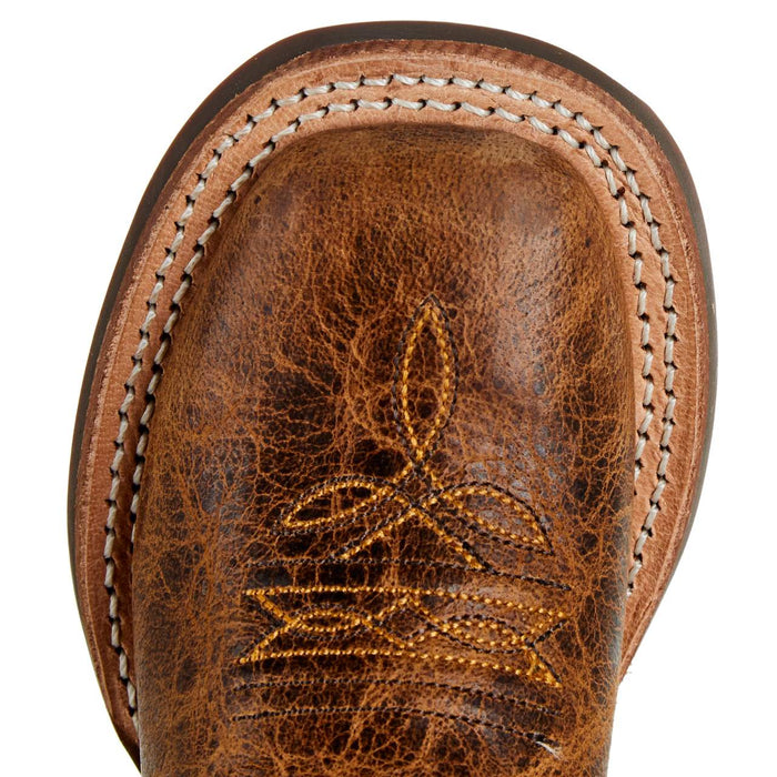 Old West Childrens Brown w/Red Shaft Square Toe Cowboy Boot