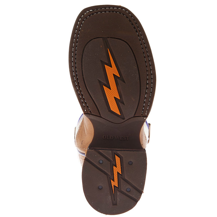 Old West Children's Tan with Splatter Shaft Square Toe Boot