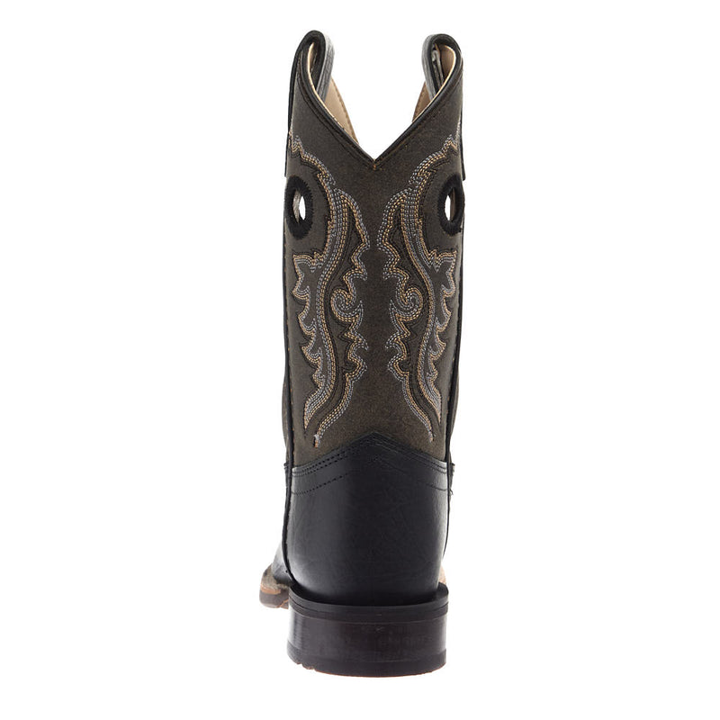 Old West Youth Black and Vintage Charcoal Square Toe Boot