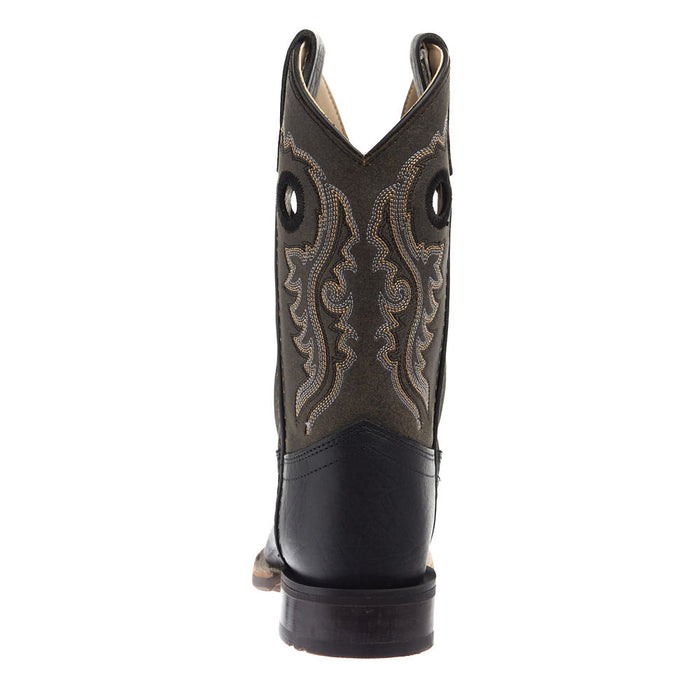 Old West Youth Black and Vintage Charcoal Square Toe Boot