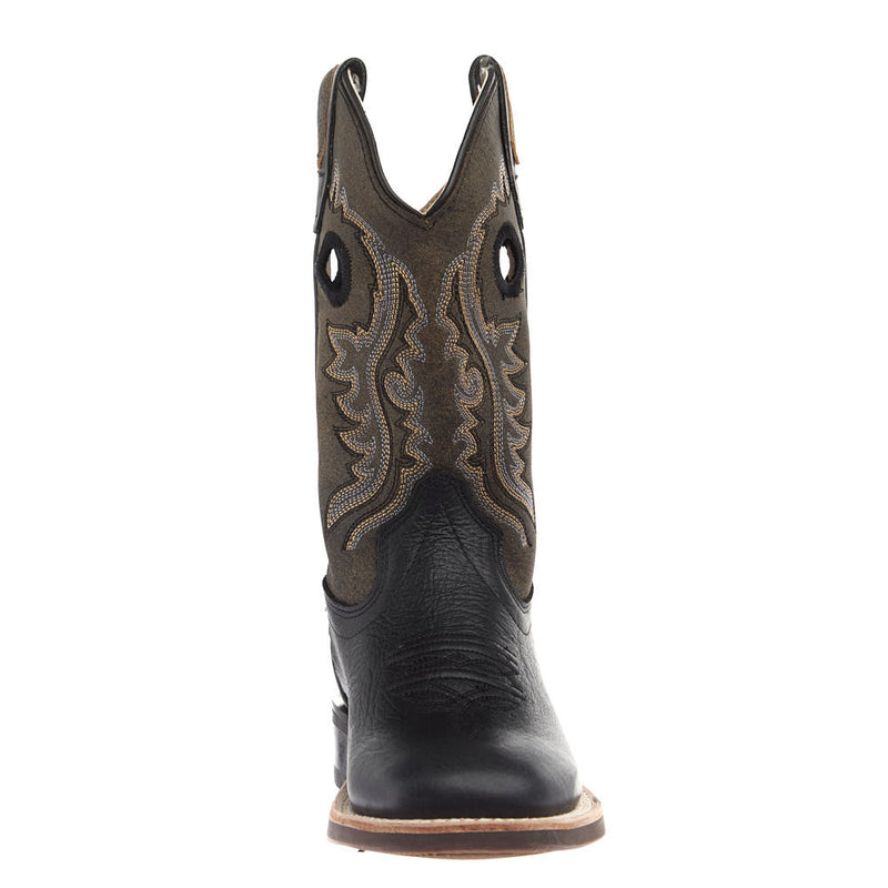 Old West Youth Black and Vintage Charcoal Square Toe Boot