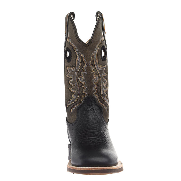 Old West Youth Black and Vintage Charcoal Square Toe Boot