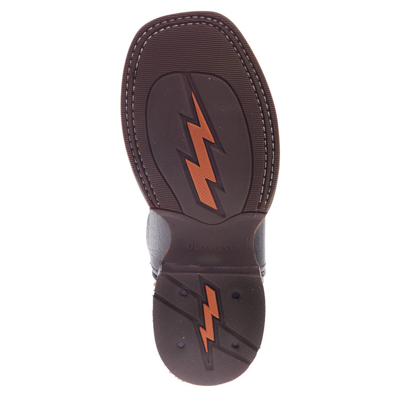 Old West Youth Black and Vintage Charcoal Square Toe Boot
