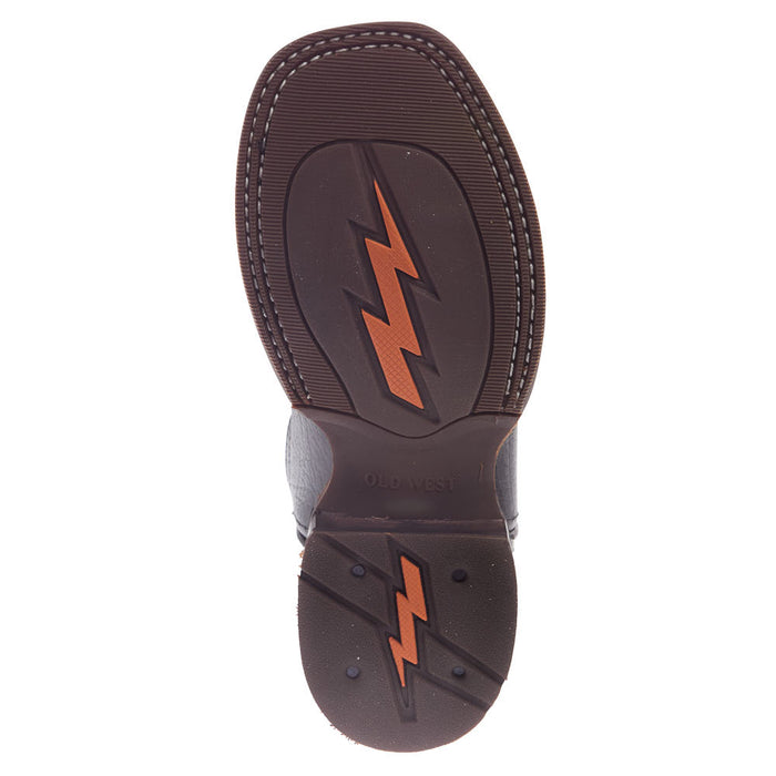 Old West Youth Black and Vintage Charcoal Square Toe Boot
