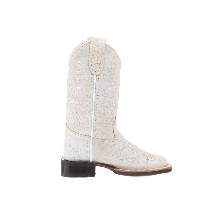 Old West Children's Vintage White with Embroidery Square Toe Boot