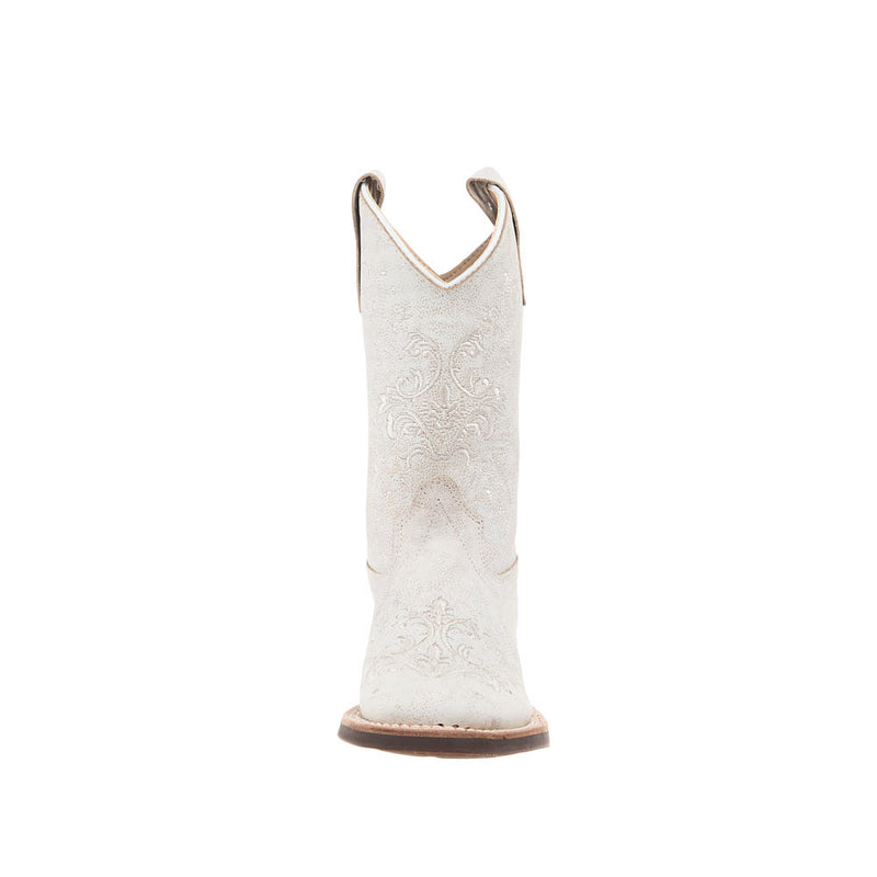 Old West Children's Vintage White with Embroidery Square Toe Boot
