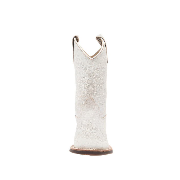 Old West Children's Vintage White with Embroidery Square Toe Boot