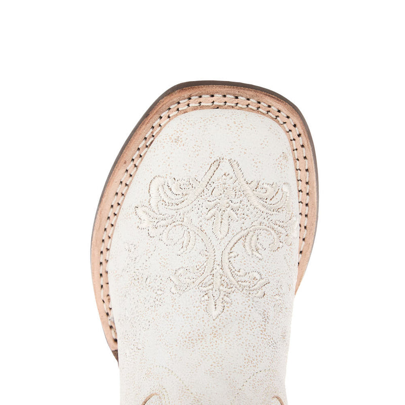 Old West Children's Vintage White with Embroidery Square Toe Boot