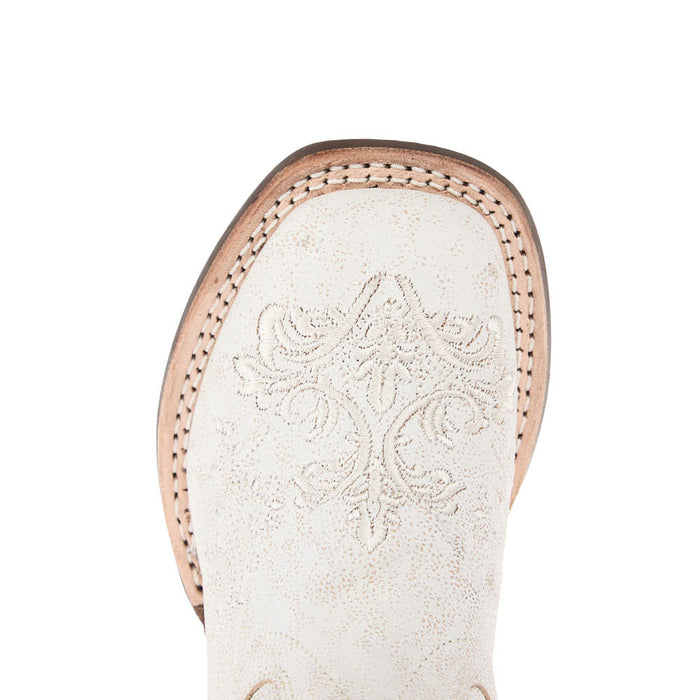 Old West Children's Vintage White with Embroidery Square Toe Boot