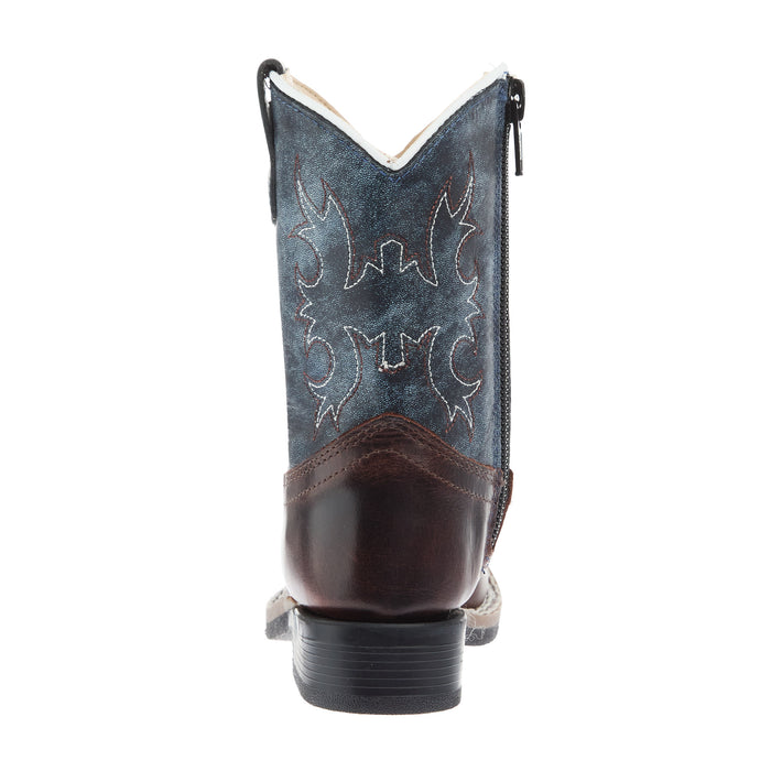 Old West Toddler Wipe Out Blue Shaft with Brown Foot Boot