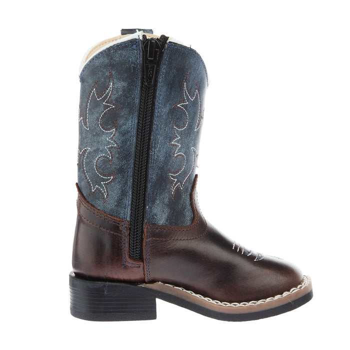 Old West Toddler Wipe Out Blue Shaft with Brown Foot Boot
