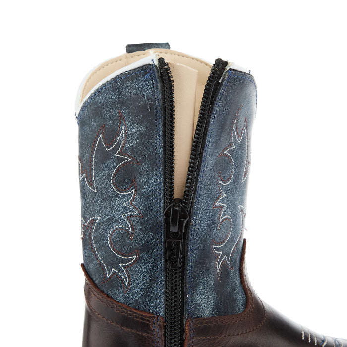 Old West Toddler Wipe Out Blue Shaft with Brown Foot Boot