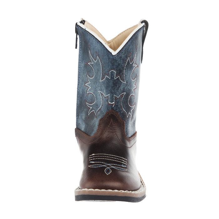 Old West Toddler Wipe Out Blue Shaft with Brown Foot Boot