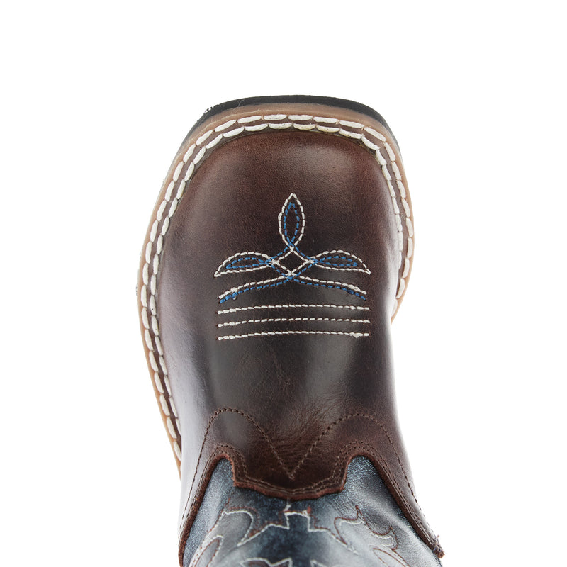 Old West Toddler Wipe Out Blue Shaft with Brown Foot Boot