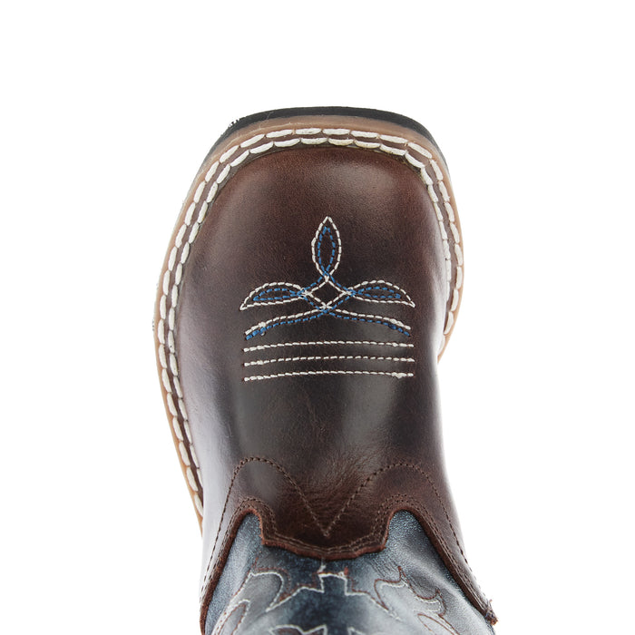 Old West Toddler Wipe Out Blue Shaft with Brown Foot Boot