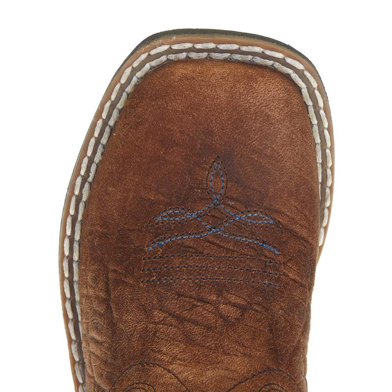 Old West Toddler Brown Bull Hide Sky Blue Suede Shaft Cowboy Boot