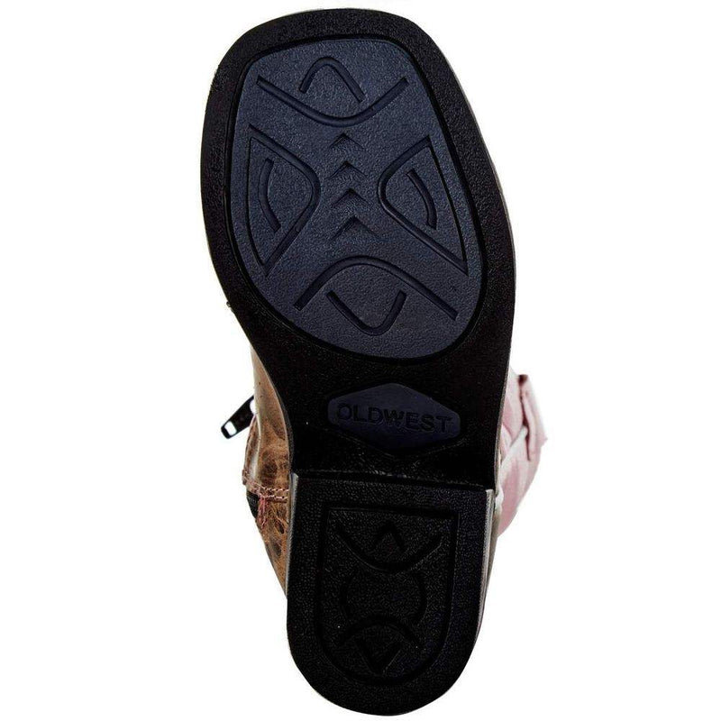 Old West Toddlers Cactus Brown Foot Pink Star Shaft Boot