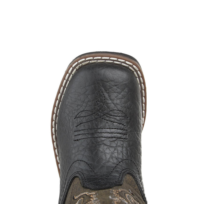 Old West Toddler's Black and Vintage Charcoal Square Toe Boot