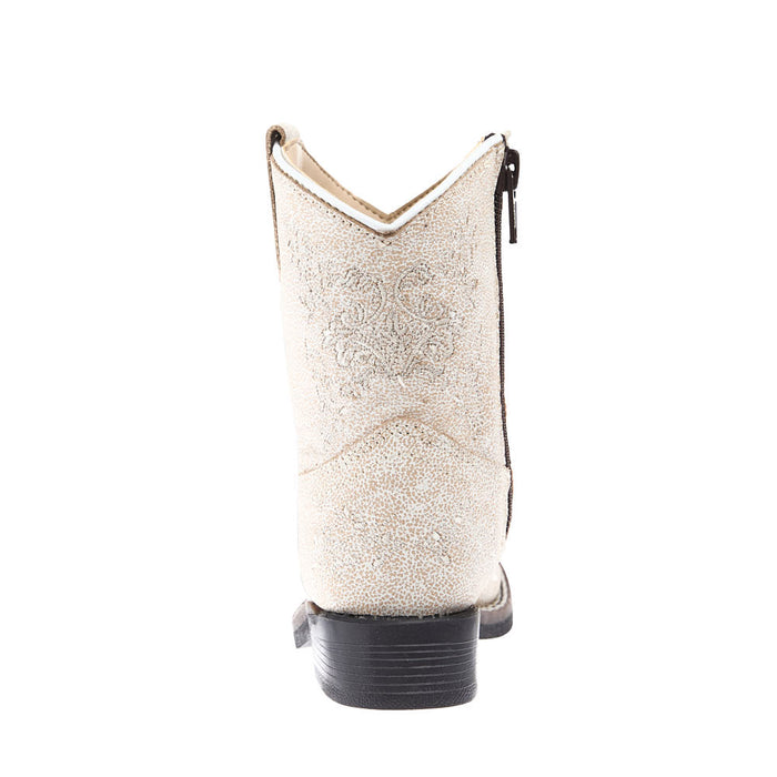 Old West Toddler's Vintage White with Embroidery Square Toe Boot