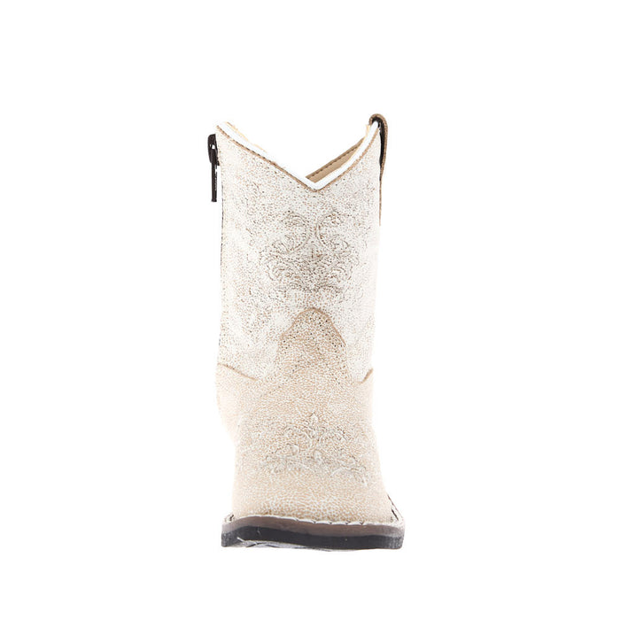 Old West Toddler's Vintage White with Embroidery Square Toe Boot